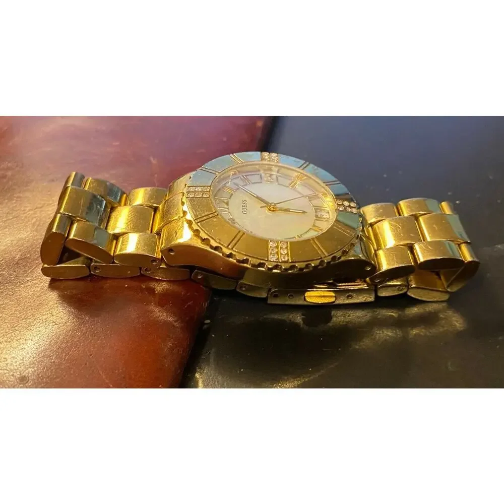 Women's Rose Gold Tone Guess Watch, G10581L, MOP Face, Crystal Accent